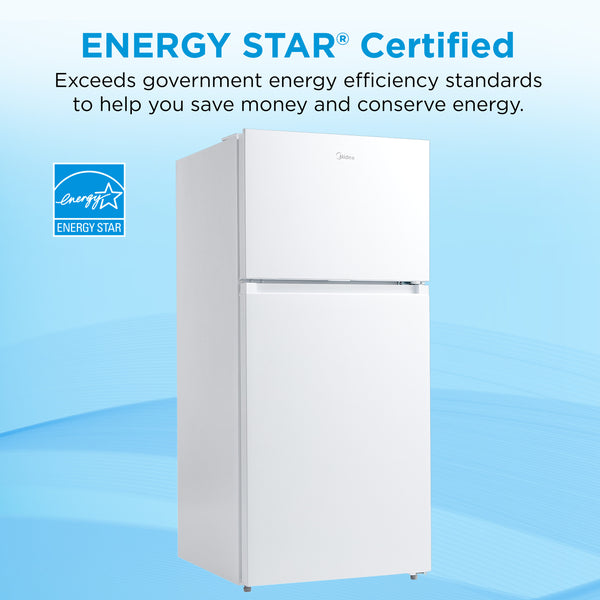 Midea Fingerprint Resistant 18.1-cu ft Top-Freezer Refrigerator ( White ) Garage Ready ENERGY STAR Certified
