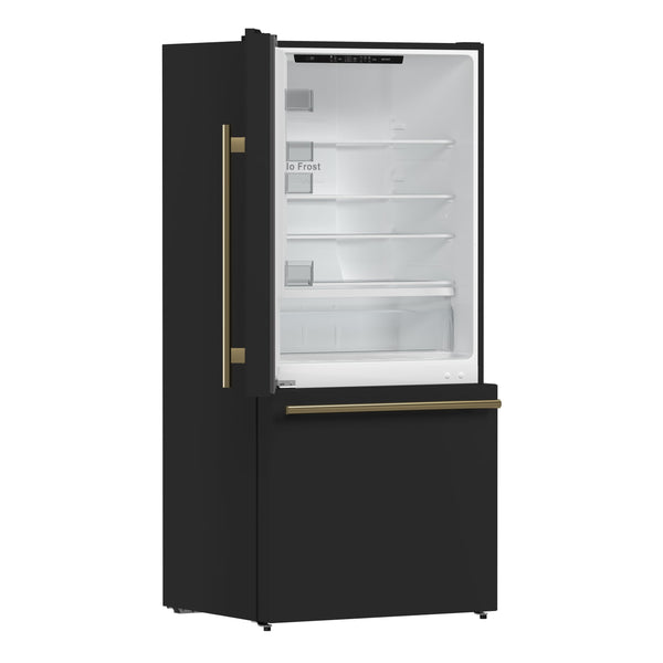 FORNO Milano Espresso 17.2-cu ft Counter-Depth Bottom-Freezer Refrigerator with Ice Maker ( Black ) ENERGY STAR Certified
