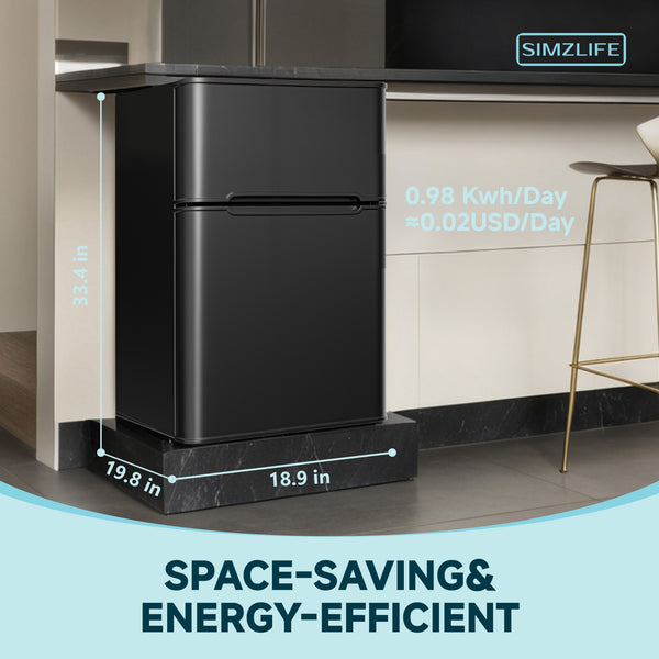 SIMZLIFE 3.2-cu ft Built-In Mini Fridge with Freezer ( Black )