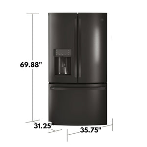 GE Profile Counter-Depth 22.2-cu ft 3 -Door French Door Refrigerator with Ice Maker with Water and Ice Dispenser ( Black Stainless ) ENERGY STAR Certified