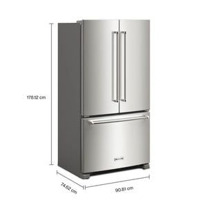 KitchenAid Counter-Depth 20-cu ft 3 -Door French Door Refrigerator with Ice Maker ( Stainless Steel ) ENERGY STAR Certified