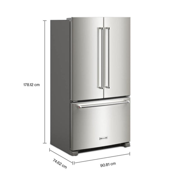 KitchenAid Counter-Depth 20-cu ft 3 -Door French Door Refrigerator with Ice Maker ( Stainless Steel ) ENERGY STAR Certified