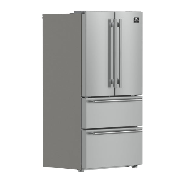 FORNO Counter-Depth Moena 19.2-cu ft 4 -Door French Door Refrigerator with Ice Maker with Ice Dispenser ( Stainless steel )