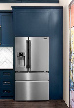 Frigidaire Professional Counter-Depth 21.4-cu ft 4 -Door French Door Refrigerator with Dual Ice Maker with Water and Ice Dispenser ( Smudge-Proof Stainless Steel ) ENERGY STAR Certified