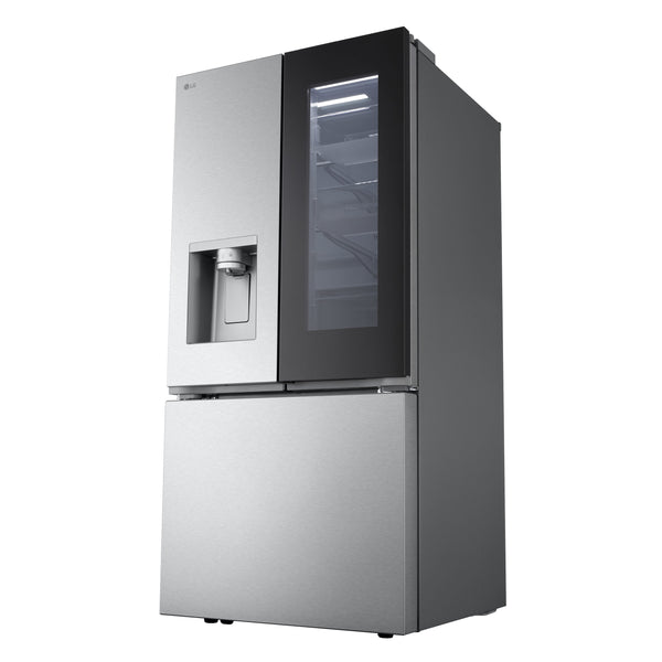 LG Standard-Depth InstaView 24.5-cu ft 3 -Door Smart Compatible French Door Refrigerator with Dual Ice Maker with Water and Ice Dispenser and Door within Door ( PrintProof Stainless Steel )