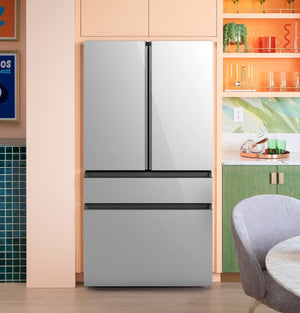 Cafe Standard-Depth 28.7-cu ft 4 -Door Smart Compatible French Door Refrigerator with Ice Maker with Water Dispenser ( Platinum Glass ) ENERGY STAR Certified