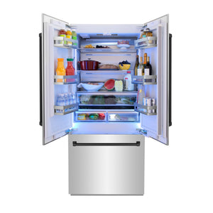 ZLINE KITCHEN & BATH Counter-Depth Autograph Edition 19.6-cu ft 3 -Door Built-In French Door Refrigerator with Ice Maker with Water Dispenser ( Stainless Steel with Matte Black Handles ) ENERGY STAR Certified