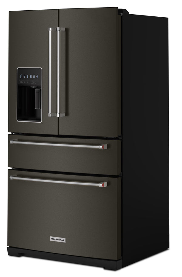 KitchenAid Standard-Depth 26.2-cu ft 4 -Door French Door Refrigerator with Water and Ice Dispenser ( Black Stainless )