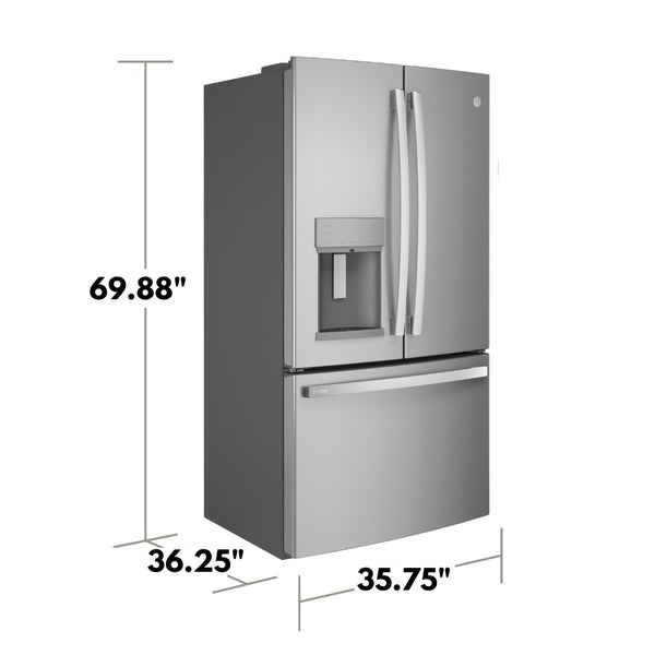 GE Profile Standard-Depth 27.8-cu ft 3 -Door French Door Refrigerator with Ice Maker with Water and Ice Dispenser ( Stainless Steel ) ENERGY STAR Certified