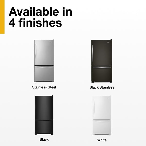 Whirlpool 22.07-cu ft Standard-Depth Bottom-Freezer Refrigerator with Ice Maker ( Stainless Steel ) ENERGY STAR Certified