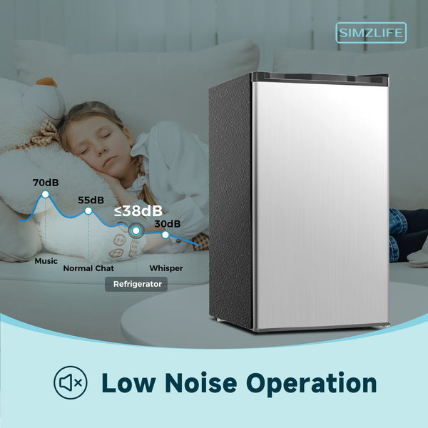 SIMZLIFE 3.2-cu ft Mini Fridge with Freezer ( Silver ) Garage Ready