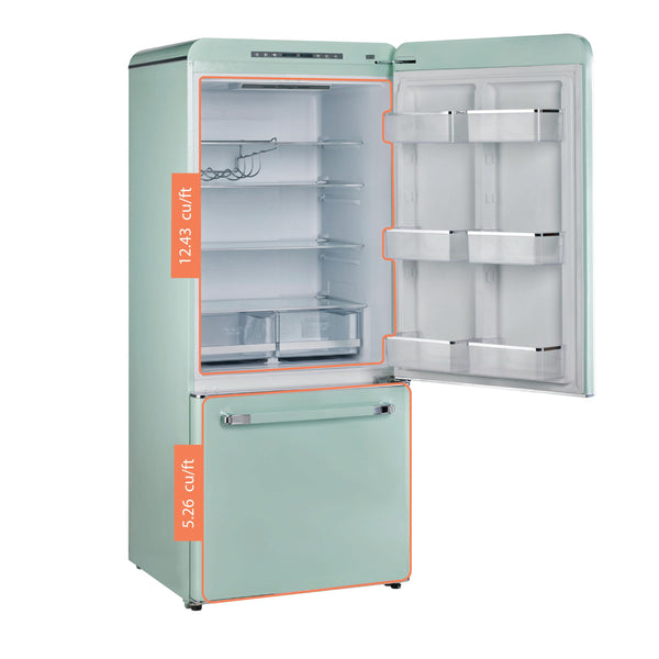 UNIQUE Classic Retro 17.7-cu ft Counter-Depth Bottom-Freezer Refrigerator with Ice Maker ( Summer Mint Green ) ENERGY STAR Certified
