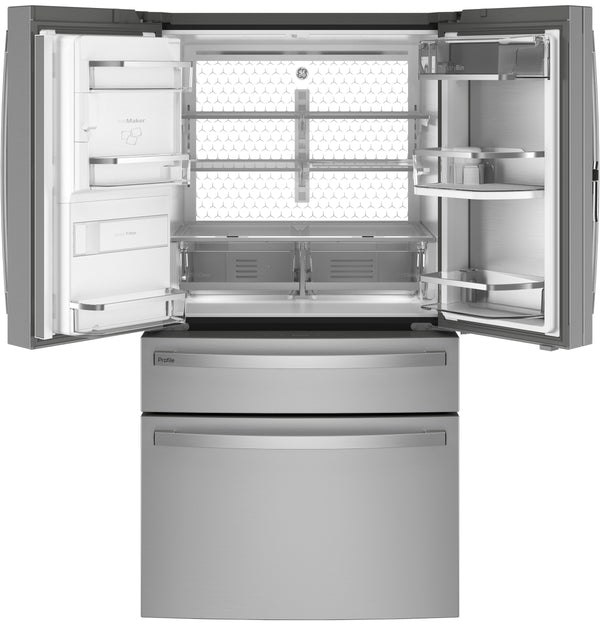 GE Profile Standard-Depth 27.9-cu ft 4 -Door Smart Compatible French Door Refrigerator with Ice Maker with Water and Ice Dispenser and Door within Door ( Stainless Steel ) ENERGY STAR Certified