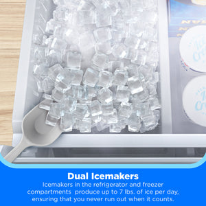 Midea Standard-Depth OneTouch Autofill 28.9-cu ft 3 -Door Smart Compatible French Door Refrigerator with Dual Ice Maker with Water and Ice Dispenser ( Stainless steel ) ENERGY STAR Certified