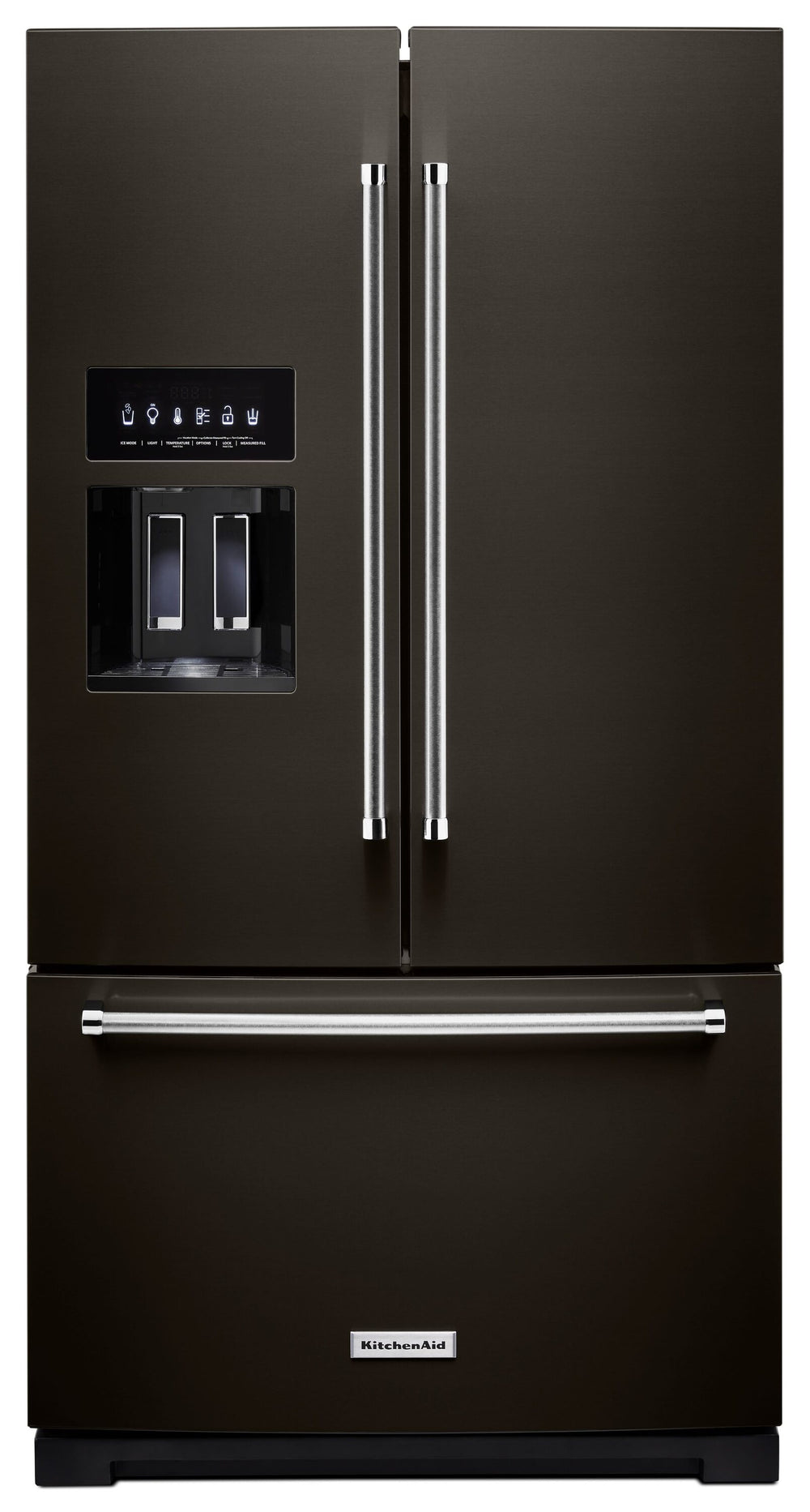KitchenAid Standard-Depth 27-cu ft 3 -Door French Door Refrigerator with Water and Ice Dispenser ( Black ) ENERGY STAR Certified