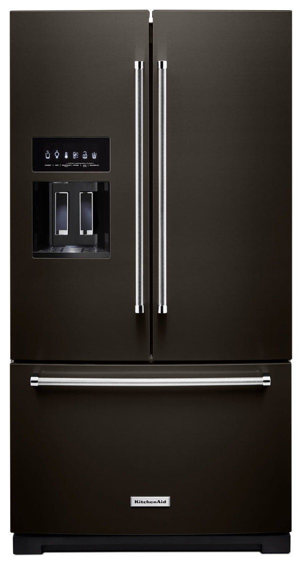 KitchenAid Standard-Depth 27-cu ft 3 -Door French Door Refrigerator with Water and Ice Dispenser ( Black ) ENERGY STAR Certified