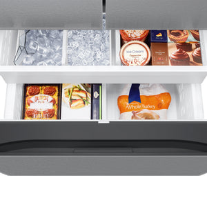 Samsung Counter-Depth Mega Capacity Family Hub 25-cu ft 3 -Door Smart Compatible French Door Refrigerator Triple with Water and Ice Dispenser ( Fingerprint Resistant Stainless Steel ) ENERGY STAR Certified