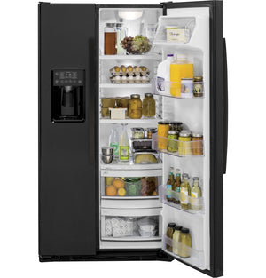 GE 21.9-cu ft Counter-Depth Side-by-Side Refrigerator with Ice Maker ,Water and Ice Dispenser ( Black )