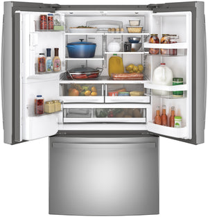 GE Standard-Depth 27.7-cu ft 3 -Door French Door Refrigerator with Ice Maker with Water and Ice Dispenser ( Stainless Steel ) ENERGY STAR Certified