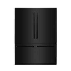 ZLINE KITCHEN & BATH Counter-Depth 32.2-cu ft 4 -Door Built-In French Door Refrigerator with Ice Maker with Water Dispenser ( Black Stainless Steel with Black Stainless Steel Panel ) ENERGY STAR Certified