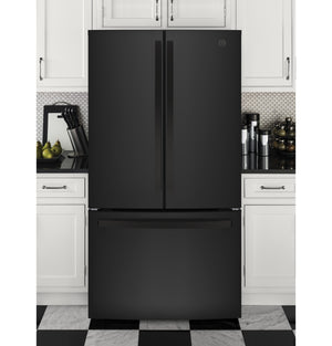 GE Standard-Depth 27-cu ft 3 -Door French Door Refrigerator with Ice Maker with Water Dispenser ( Black ) ENERGY STAR Certified
