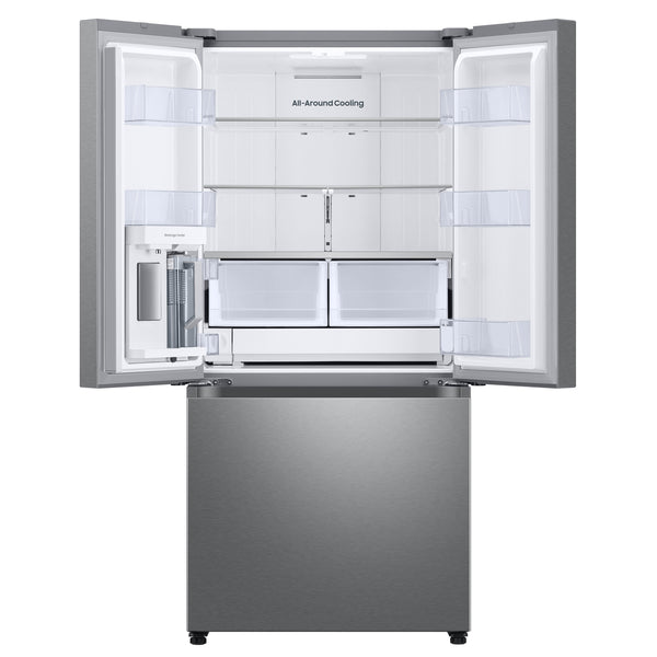 Samsung Standard-Depth Inner Beverage Center 24.5-cu ft 3 -Door Smart Compatible French Door Refrigerator with Dual Ice Maker with Water Dispenser ( Fingerprint Resistant Stainless Steel ) ENERGY STAR Certified