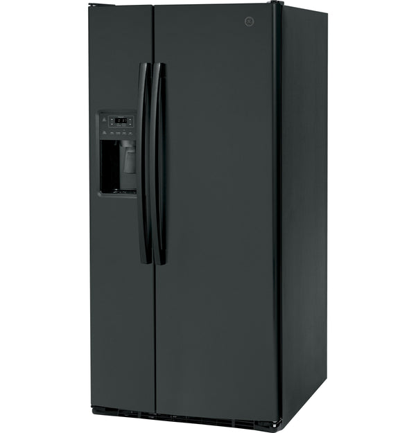 GE 23-cu ft Side-by-Side Refrigerator with Ice Maker ,Water and Ice Dispenser ( Black )