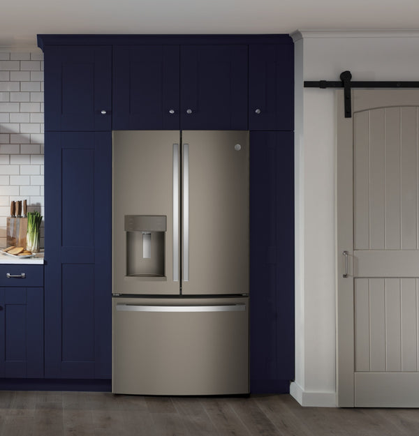 GE Standard-Depth 27.8-cu ft 3 -Door French Door Refrigerator with Ice Maker with Water and Ice Dispenser ( Slate ) ENERGY STAR Certified
