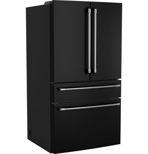 Cafe Counter-Depth 23.2-cu ft 4 -Door Smart Compatible French Door Refrigerator with Ice Maker with Water Dispenser ( Matte Black ) ENERGY STAR Certified