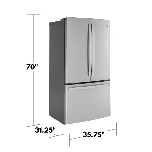 GE Counter-Depth 23.1-cu ft 3 -Door French Door Refrigerator with Ice Maker ( Stainless Steel ) ENERGY STAR Certified