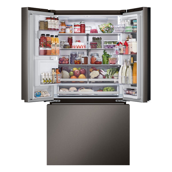 LG Counter-Depth InstaView 4 Types of Ice 25.5-cu ft 3 -Door Smart Compatible French Door Refrigerator with Dual Ice Maker with Water and Ice Dispenser and Door within Door ( PrintProof Black Stainless Steel ) ENERGY STAR Certified