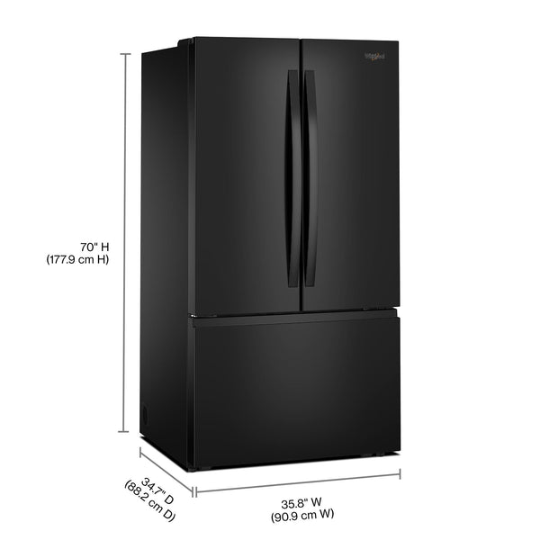 Whirlpool Standard-Depth 30.52 3 -Door French Door Refrigerator with Ice Maker ( Black ) ENERGY STAR Certified