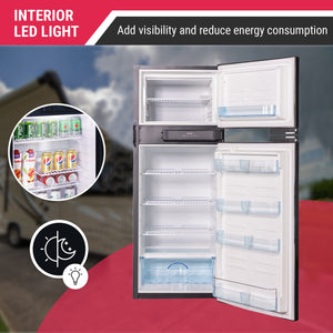 Equator Advanced Appliances RV 12V/DC OFF-GRID 10-cu ft Counter-Depth Top-Freezer Refrigerator Built-In ( Stainless )