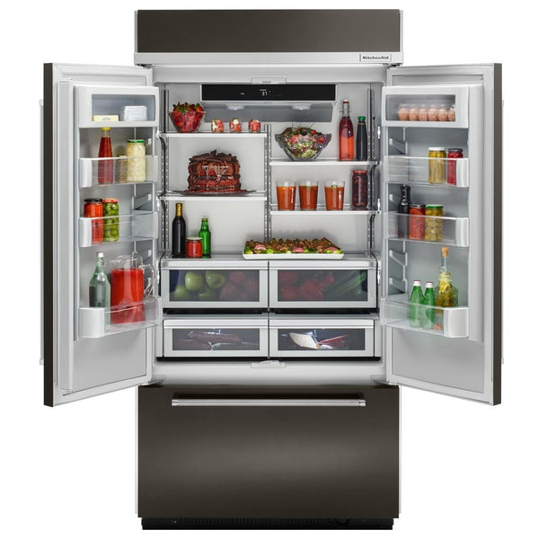 KitchenAid Standard-Depth 24.2-cu ft 3 -Door Built-In French Door Refrigerator with Ice Maker ( Black Stainless with PRINTSHIELD ) ENERGY STAR Certified