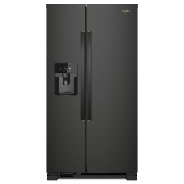 Whirlpool In-Door Can Caddy 21.4-cu ft Side-by-Side Refrigerator with Ice Maker ,Water and Ice Dispenser ( Black )