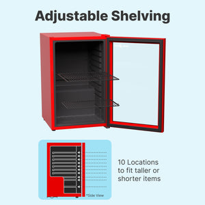 SnowLion Premium 69L Beverage Glass Door 2.4-cu ft Mini Fridge ( Red ) Garage Ready