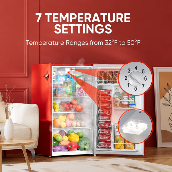 Upstreman 3.2-cu ft Retro Mini Fridge(Red)ENERGY STAR