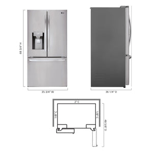 LG Standard-Depth 27.7-cu ft 3 -Door Smart Compatible French Door Refrigerator with Ice Maker with Water and Ice Dispenser ( Printproof Stainless Steel ) ENERGY STAR Certified