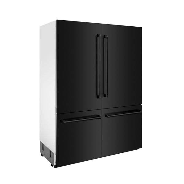ZLINE KITCHEN & BATH Counter-Depth 32.2-cu ft 4 -Door Built-In French Door Refrigerator with Ice Maker with Water Dispenser ( Black Stainless Steel with Black Stainless Steel Panel ) ENERGY STAR Certified