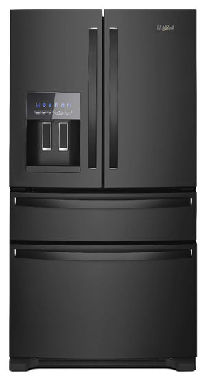 Whirlpool Standard-Depth 24.5-cu ft 4 -Door French Door Refrigerator with Ice Maker with Water and Ice Dispenser ( Black ) ENERGY STAR Certified
