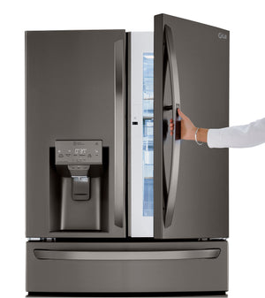 LG Standard-Depth 29.5-cu ft 4 -Door Smart Compatible French Door Refrigerator with Dual Ice Maker with Water and Ice Dispenser and Door within Door ( Printproof Black Stainless Steel ) ENERGY STAR Certified