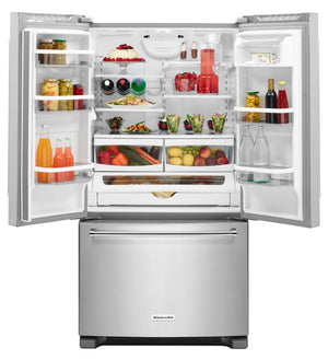 KitchenAid Standard-Depth 25.2-cu ft 3 -Door French Door Refrigerator with Ice Maker with Water Dispenser ( Stainless steel ) ENERGY STAR Certified