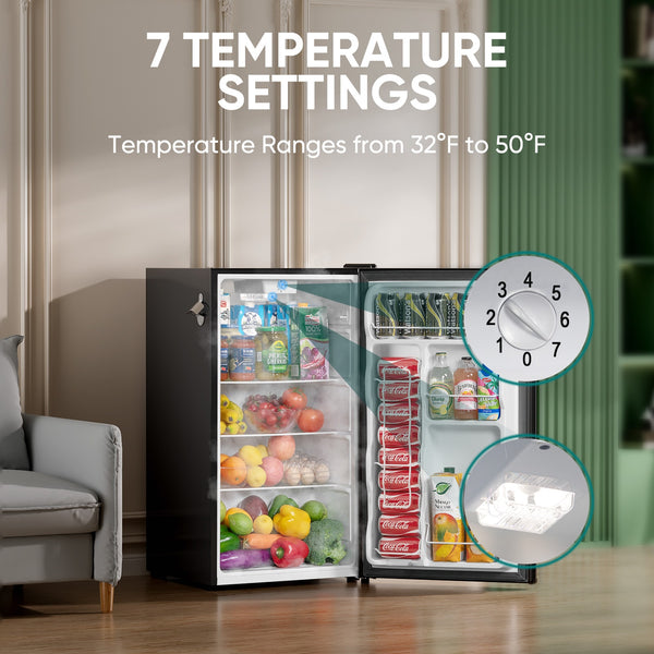 Upstreman 3.2-cu ft Retro Mini Fridge(Black)ENERGY STAR