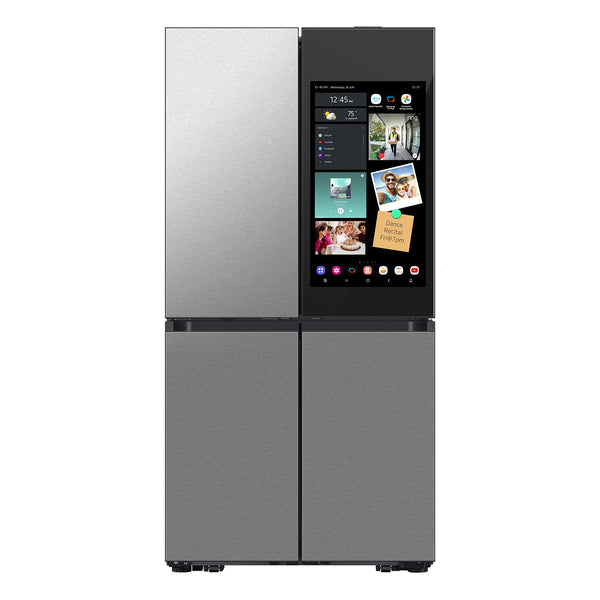 Samsung Bespoke Counter-Depth Family Hub 22.5-cu ft 4 -Door Smart Compatible French Door Refrigerator with Dual Ice Maker with Water Dispenser and Door within Door ( Stainless steel ) ENERGY STAR Certified