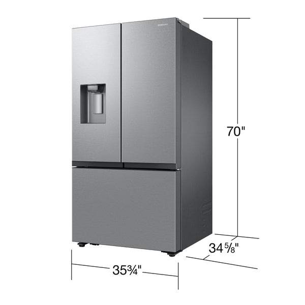 Samsung Counter-Depth Mega Capacity 25.5-cu ft 3 -Door Smart Compatible French Door Refrigerator with Ice Maker with Water and Ice Dispenser ( Fingerprint Resistant Stainless Steel ) ENERGY STAR Certified