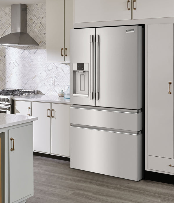 Frigidaire Professional Counter-Depth 21.4-cu ft 4 -Door French Door Refrigerator with Dual Ice Maker with Water and Ice Dispenser ( Smudge-Proof Stainless Steel ) ENERGY STAR Certified