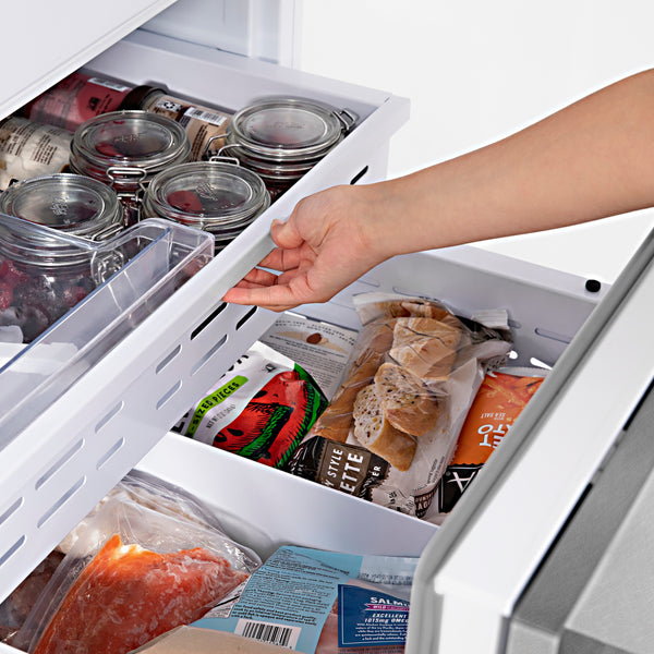 ZLINE KITCHEN & BATH 19.6-cu ft Counter-Depth Built-In Bottom-Freezer Refrigerator with Ice Maker ( Satin Stainless Steel ) ENERGY STAR Certified