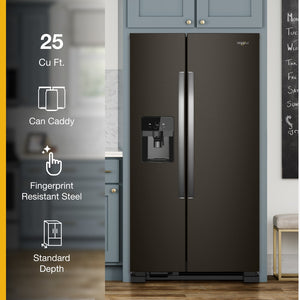Whirlpool 24.5-cu ft Side-by-Side Refrigerator with Ice Maker ,Water and Ice Dispenser ( Fingerprint Resistant Black Stainless )