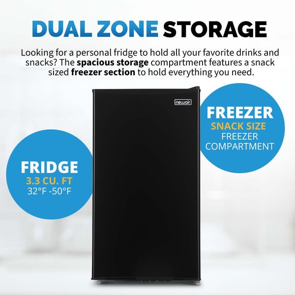 NewAir Mini Fridges 3.3-cu ft Mini Fridge with Freezer ( Black ) ENERGY STAR