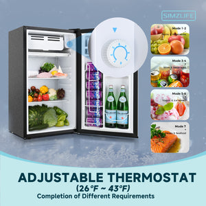 SIMZLIFE 3.2-cu ft Mini Fridge with Freezer ( Silver ) Garage Ready